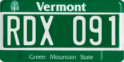 VT license plate RDX091