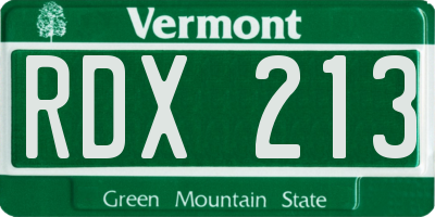 VT license plate RDX213