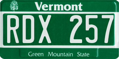 VT license plate RDX257