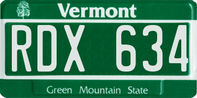 VT license plate RDX634