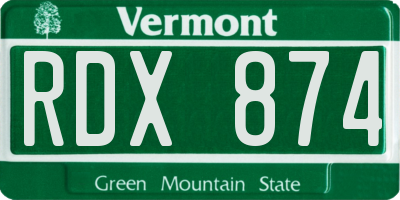 VT license plate RDX874
