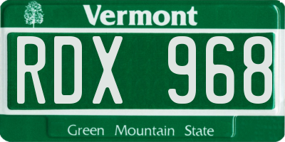 VT license plate RDX968