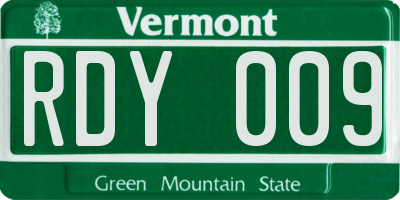 VT license plate RDY009