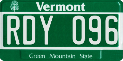 VT license plate RDY096