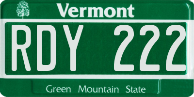 VT license plate RDY222