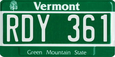 VT license plate RDY361