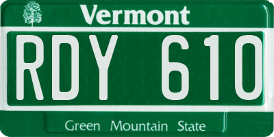 VT license plate RDY610