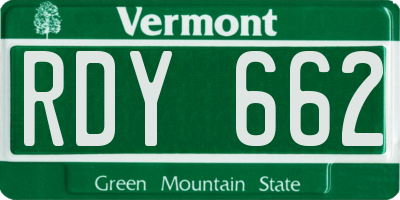 VT license plate RDY662