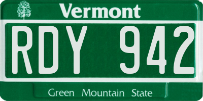 VT license plate RDY942