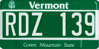 VT license plate RDZ139