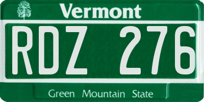 VT license plate RDZ276