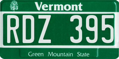 VT license plate RDZ395