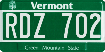 VT license plate RDZ702