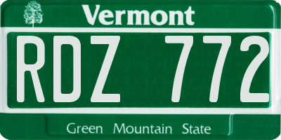 VT license plate RDZ772