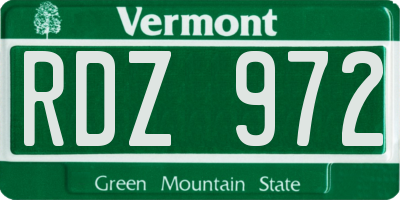 VT license plate RDZ972