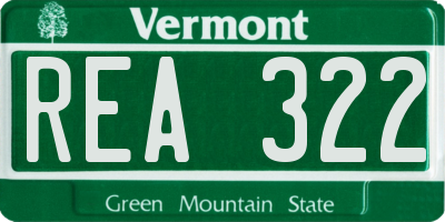 VT license plate REA322
