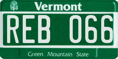 VT license plate REB066