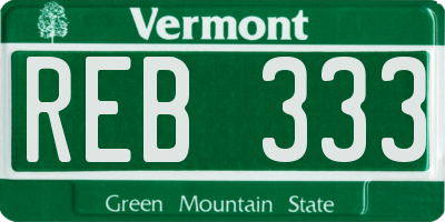 VT license plate REB333