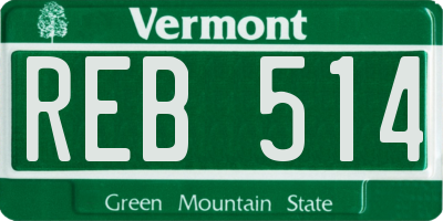VT license plate REB514
