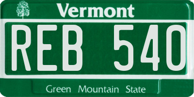 VT license plate REB540