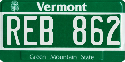 VT license plate REB862