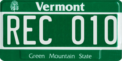 VT license plate REC010