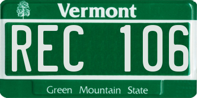 VT license plate REC106