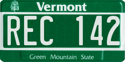 VT license plate REC142