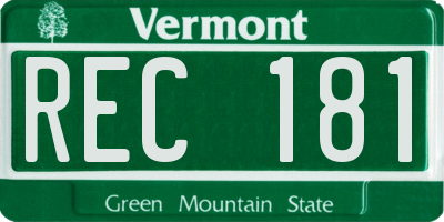 VT license plate REC181