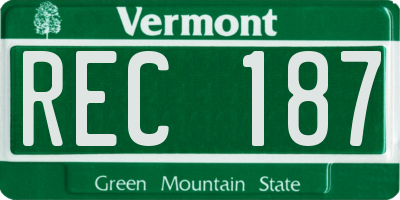 VT license plate REC187
