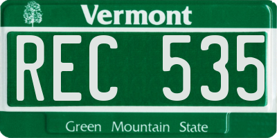 VT license plate REC535
