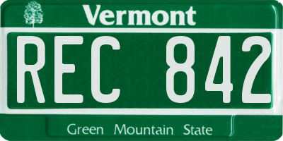 VT license plate REC842