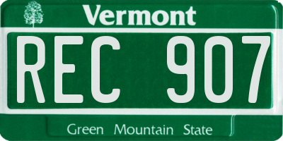 VT license plate REC907