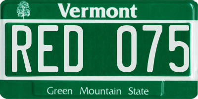VT license plate RED075