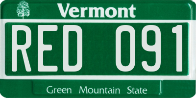 VT license plate RED091