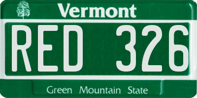 VT license plate RED326