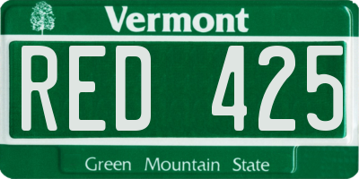 VT license plate RED425