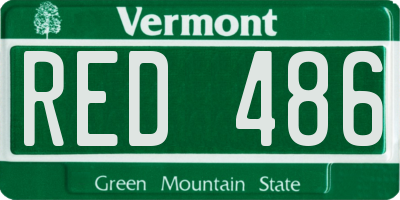 VT license plate RED486
