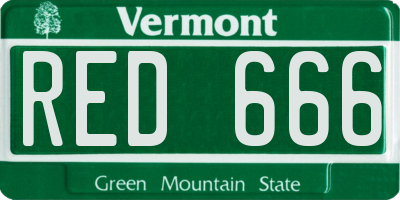VT license plate RED666