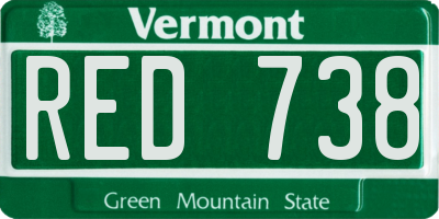 VT license plate RED738