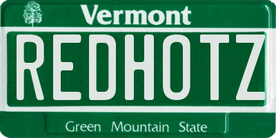 VT license plate REDHOTZ