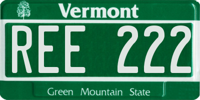 VT license plate REE222