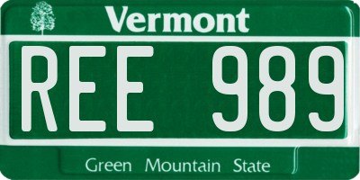 VT license plate REE989