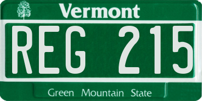 VT license plate REG215