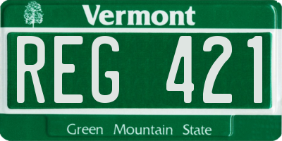 VT license plate REG421