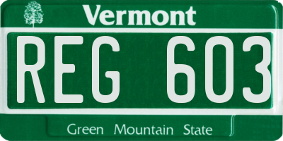 VT license plate REG603