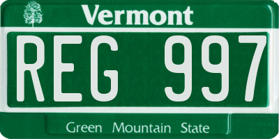 VT license plate REG997
