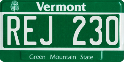 VT license plate REJ230