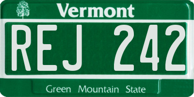 VT license plate REJ242