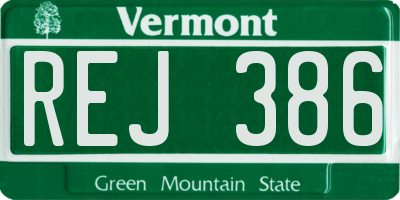 VT license plate REJ386